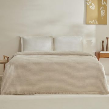 Karaca Home Sion Ekru Çift Kişilik Sonil Battaniye