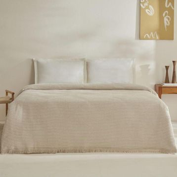 Karaca Home Sion Ekru Çift Kişilik Sonil Battaniye