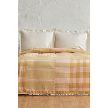 Karaca Home Striped %100 Pamuk Yavruağzı Çift Kişilik Müslin Pike