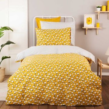 Karaca Home Young Cubie Çift Taraflı %100 Pamuk Sarı Tek Kişilik Nevresim Takım