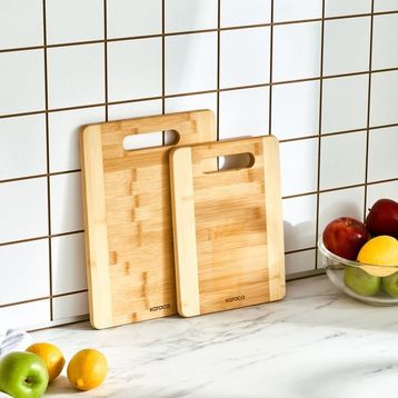 Karaca Lowell Bamboo Kahverengi 2'li 28x33 cm Pro Kesme Tahtası
