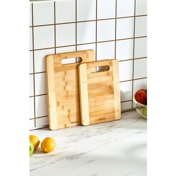 Karaca Lowell Bamboo Kahverengi 2'li 28x33 cm Pro Kesme Tahtası