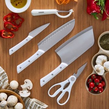 Karaca Markus Satırlı Beyaz 5 Parça Bıçak Seti