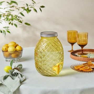 Karaca Melon 4650 ml Sarı Musluklu Kapaklı Cam Sebil Damacana
