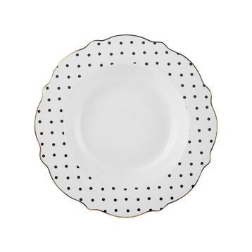 Karaca New Romantic Puantiyeli 24 cm Siyah Çukur Tabak