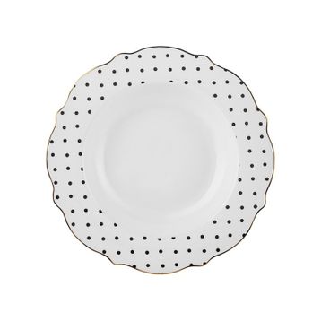 Karaca New Romantic Puantiyeli 24 cm Siyah Çukur Tabak