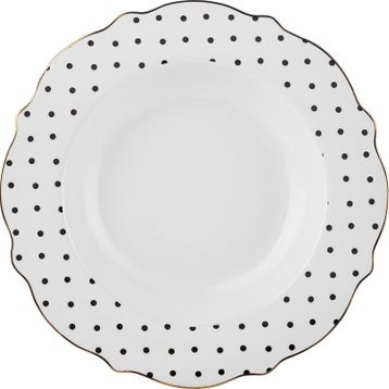 Karaca New Romantic Puantiyeli 24 cm Siyah Çukur Tabak
