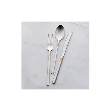 Karaca Nil 84 Parça 12 Kişilik Elegance Çizgili Mat Gold Kutulu Çatal Kaşık Bıçak Takımı