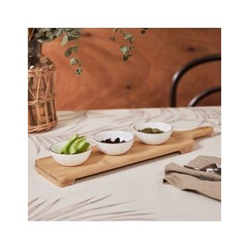 Karaca Orbit 3'lü Çerezlik ve Bambu Servislik