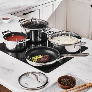 Karaca Plasma Steel 3 Ply 7 Parça 26 cm Gümüş Tencere Seti