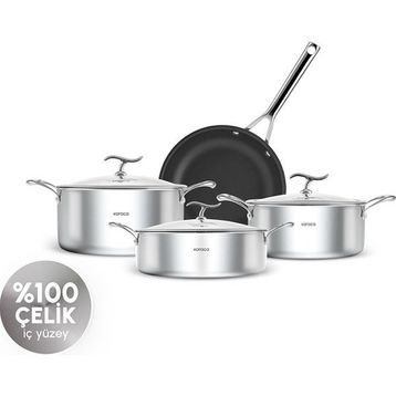 Karaca Plasma Steel 316+ 3Ply 7 Parça Tencere ve Tava Seti