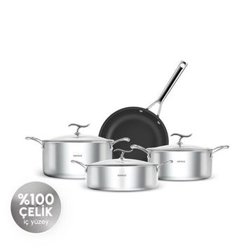 Karaca Plasma Steel 316+ 3Ply 7 Parça Tencere ve Tava Seti