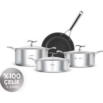 Karaca Plasma Steel 316+ 3Ply 7 Parça Tencere ve Tava Seti
