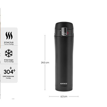 Karaca Pluton Çelik Sızdırmaz 450 ml Siyah Termos