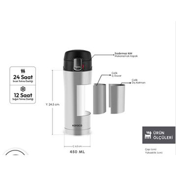 Karaca Pluton Çelik Sızdırmaz Inox 450 ml Termos