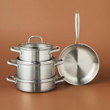 Karaca Power Steel 316+ 3Ply Akita İndüksiyon Tabanlı 7 Parça Çelik Tencere ve Tava Seti