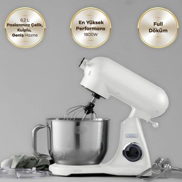 Karaca Powercast Chef Döküm Stand Mikser Cream 1800 W 6.2 lt Mutfak Şefi