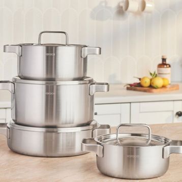 Karaca Powersteel 316+ 3 Ply Onyx İndüksiyon Tabanlı Çelik 8 Parça Tencere Seti