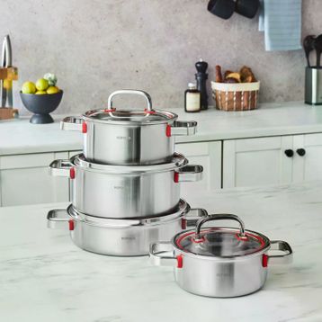 Karaca Powersteel 316+ 3Ply Artemis İndüksiyon Tabanlı 8 Parça Çelik Tencere Seti