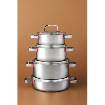 Karaca Powersteel 316+ 3Ply Artemis İndüksiyon Tabanlı 8 Parça Çelik Tencere Seti