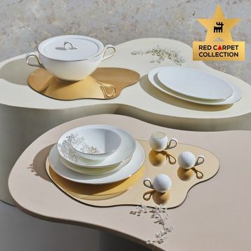 Karaca Red Carpet Collection Fine Pearl Extra Chanak 62 Parça 12 Kişilik İnci Gold Yemek Takımı