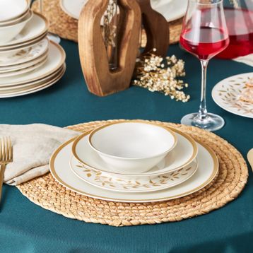 Karaca Roseanne Gold 24 Parça 6 Kişilik Porselen Yemek Takımı