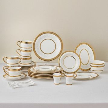 Karaca Royal Bone Charlotte Gold 32 Parça 6 Kişilik Kahvaltı Takımı