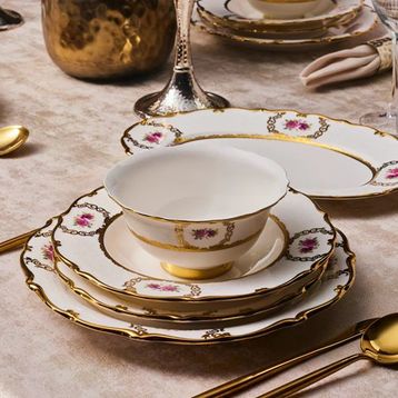Karaca Royal Bone Elizabeth Gold 55 Parça 12 Kişilik Yemek Takımı