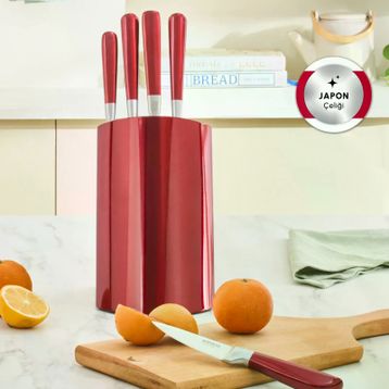 Karaca Samuray Flash Red Japon Çeliği Kırmızı 6 Parça Bıçak Seti