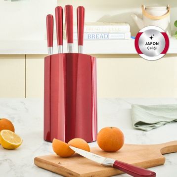 Karaca Samuray Flash Red Japon Çeliği Kırmızı 6 Parça Bıçak Seti