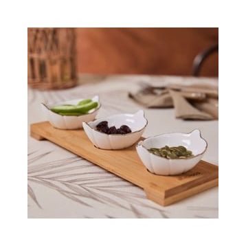 Karaca Sandal 3'lü Çerezlik ve Bambu Servislik