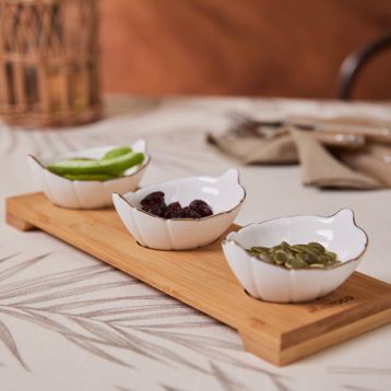 Karaca Sandal 3'lü Çerezlik ve Bambu Servislik