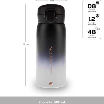 Karaca Skyfall Çelik Sızdırmaz 500 ml Siyah Termos