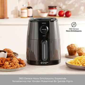 Karaca Smart Cook Compact 2.2 lt 2 Kişilik Space Gray Airfryer