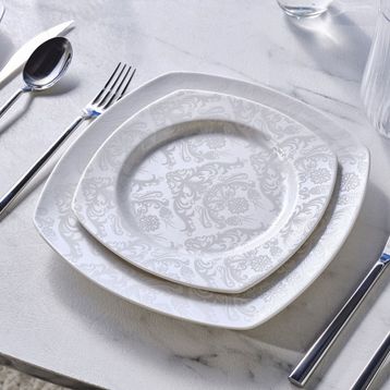 Karaca Square Bone Farah 24 Parça 6 Kişilik Yemek Takımı
