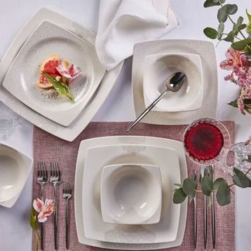 Karaca Square Bone Flava 24 Parça 6 Kişilik Yemek Takımı