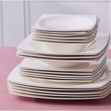 Karaca Square Bone Jamie 53 Parça 12 Kişilik Platin Yemek Takımı