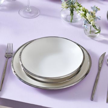 Karaca Stream Bone Ekinoks Platin 53 Parça 12 Kişilik Yemek Takımı