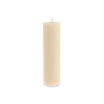 Karaca Striped Tırtıklı Sütun 20 cm Bej Mum