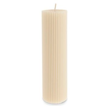 Karaca Striped Tırtıklı Sütun 20 cm Bej Mum