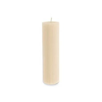 Karaca Striped Tırtıklı Sütun 20 cm Bej Mum