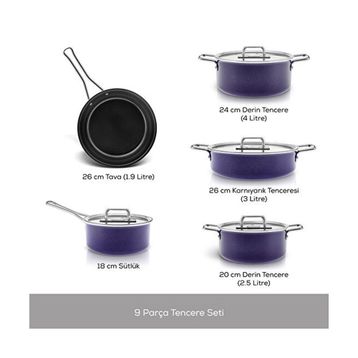 Karaca Swiss Crystal Mastermaid Crape Purple 9 Parça Tencere Seti
