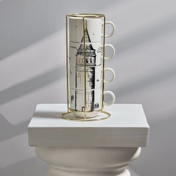 Karaca X İst Collection Galata Standlı 4 Parça Mug Kupa