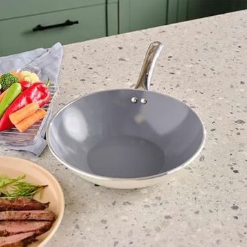Karaca x Refika Birgül Crystal Creamy Metal Wok 28 cm Tava