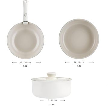 Karaca X Refika Swiss Crystal Almond Cream Easy Clip 5 Parça İndüksiyon Tabanlı Tencere Tava Seti