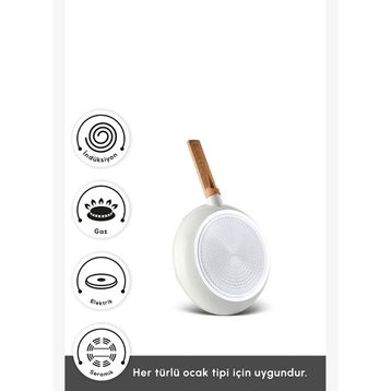 Karaca X Refika Swiss Crystal Almond Cream İndüksiyon Tabanlı Grill 28 cm Tava