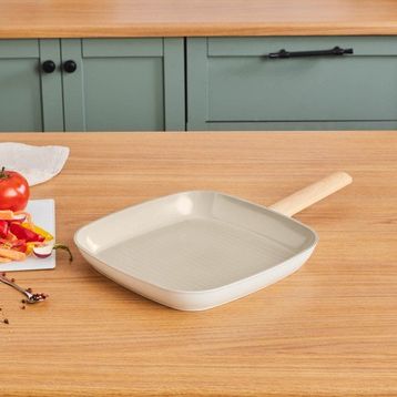 Karaca X Refika Swiss Crystal Almond Cream İndüksiyon Tabanlı Grill 28 cm Tava