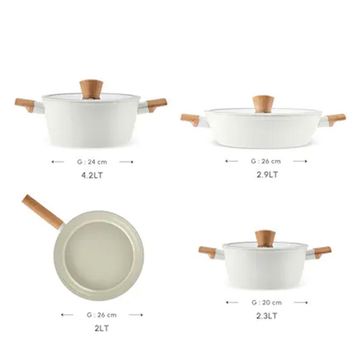 Karaca X Refika Swiss Crystal Creamy Wood 7 Parça Tencere Seti
