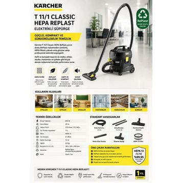 Karcher T 11/1 Classic Hepa Re Plast Elektrikli Süpürge