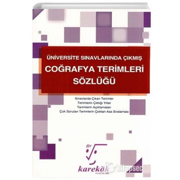 Karekök Yayınları Üniversite Sınavlarında Çıkmış Coğrafya Terimleri Sözlüğü Karekök Yayınları Komisyon